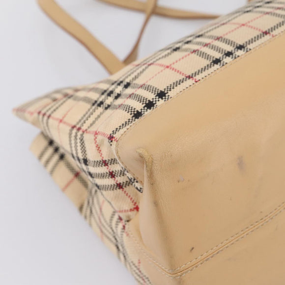 Burberrys Nova Check Tote Bag Canvas Beige Silver Auth 202251A