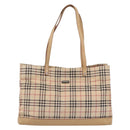 Burberrys Nova Check Tote Bag Canvas Beige Silver Auth 202251A-13