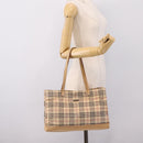 Burberrys Nova Check Tote Bag Canvas Beige Silver Auth 202251A-20