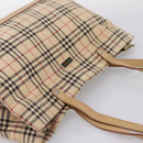 Burberrys Nova Check Tote Bag Canvas Beige Silver Auth 202251A-6