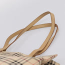 Burberrys Nova Check Tote Bag Canvas Beige Silver Auth 202251A-8