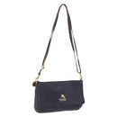 BURBERRY Shoulder Bag Leather Navy Gold Tone Auth 202255-1