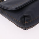 BURBERRY Shoulder Bag Leather Navy Gold Tone Auth 202255-9