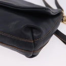 BURBERRY Shoulder Bag Leather Navy Gold Tone Auth 202255-14