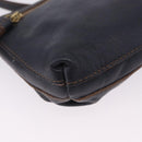 BURBERRY Shoulder Bag Leather Navy Gold Tone Auth 202255-15