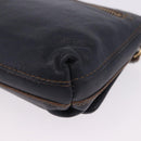 BURBERRY Shoulder Bag Leather Navy Gold Tone Auth 202255-16