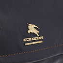 BURBERRY Shoulder Bag Leather Navy Gold Tone Auth 202255-17