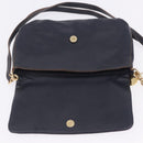 BURBERRY Shoulder Bag Leather Navy Gold Tone Auth 202255-11