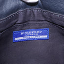 BURBERRY Shoulder Bag Leather Navy Gold Tone Auth 202255-18