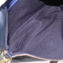BURBERRY Shoulder Bag Leather Navy Gold Tone Auth 202255-12