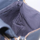 BURBERRY Shoulder Bag Leather Navy Gold Tone Auth 202255-19