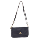 BURBERRY Shoulder Bag Leather Navy Gold Tone Auth 202255-13