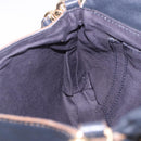 BURBERRY Shoulder Bag Leather Navy Gold Tone Auth 202255-20