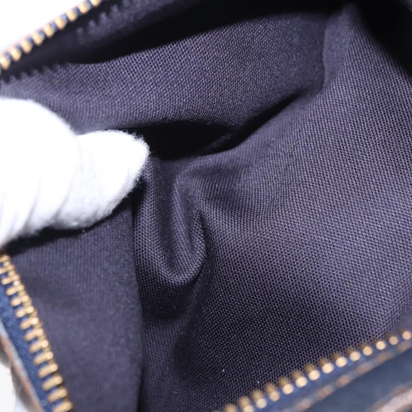 BURBERRY Shoulder Bag Leather Navy Gold Tone Auth 202255