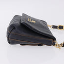 BURBERRY Shoulder Bag Leather Navy Gold Tone Auth 202255-3