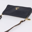 BURBERRY Shoulder Bag Leather Navy Gold Tone Auth 202255-6