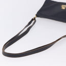 BURBERRY Shoulder Bag Leather Navy Gold Tone Auth 202255-7