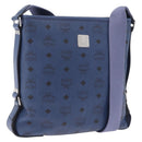 MCM Vicetos Shoulder Bag Leather Navy Silver Auth 202257A-1