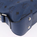 MCM Vicetos Shoulder Bag Leather Navy Silver Auth 202257A-10