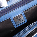 MCM Vicetos Shoulder Bag Leather Navy Silver Auth 202257A-16