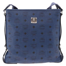 MCM Vicetos Shoulder Bag Leather Navy Silver Auth 202257A-2