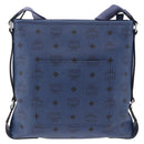 MCM Vicetos Shoulder Bag Leather Navy Silver Auth 202257A-3