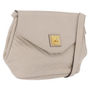CELINE Shoulder Bag Leather Beige Gold Tone Auth 202258A-1