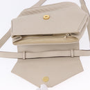 CELINE Shoulder Bag Leather Beige Gold Tone Auth 202258A-17
