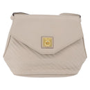 CELINE Shoulder Bag Leather Beige Gold Tone Auth 202258A-2