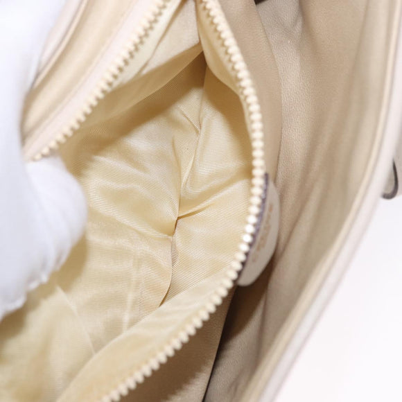 CELINE Shoulder Bag Leather Beige Gold Tone Auth 202258A