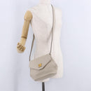 CELINE Shoulder Bag Leather Beige Gold Tone Auth 202258A-25