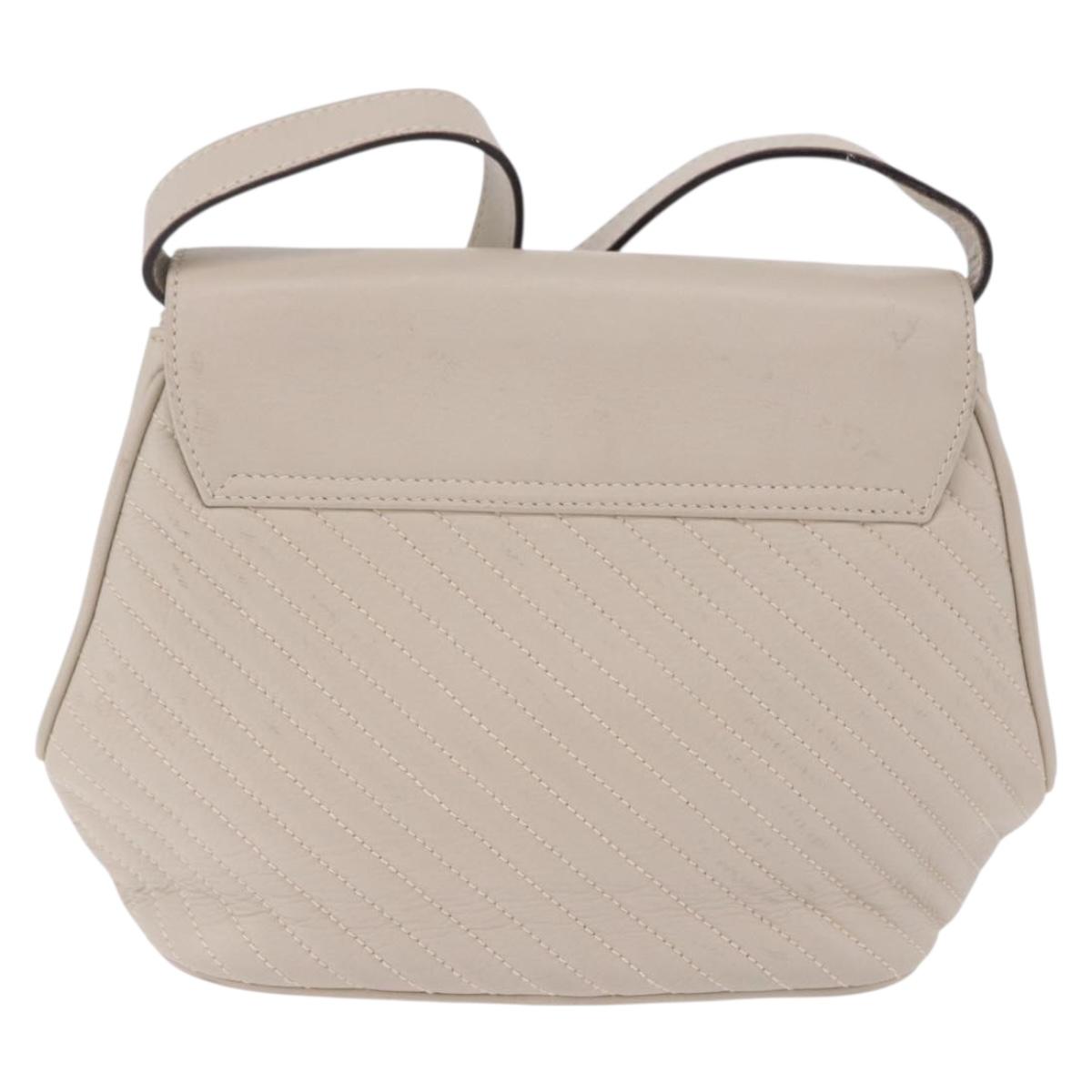 CELINE Shoulder Bag Leather Beige Gold Tone Auth 202258A | Brand