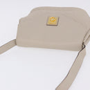 CELINE Shoulder Bag Leather Beige Gold Tone Auth 202258A-7