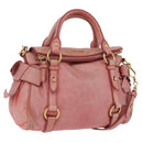 Miu Miu Vitellolux Hand Bag Leather 2way Pink Gold Auth 202259M-1