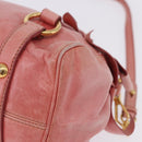 Miu Miu Vitellolux Hand Bag Leather 2way Pink Gold Auth 202259M-16
