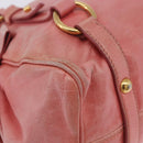 Miu Miu Vitellolux Hand Bag Leather 2way Pink Gold Auth 202259M-17
