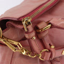 Miu Miu Vitellolux Hand Bag Leather 2way Pink Gold Auth 202259M-19