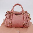 Miu Miu Vitellolux Hand Bag Leather 2way Pink Gold Auth 202259M-12