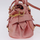Miu Miu Vitellolux Hand Bag Leather 2way Pink Gold Auth 202259M-3