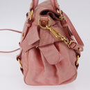Miu Miu Vitellolux Hand Bag Leather 2way Pink Gold Auth 202259M-4