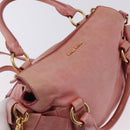 Miu Miu Vitellolux Hand Bag Leather 2way Pink Gold Auth 202259M-6