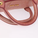 Miu Miu Vitellolux Hand Bag Leather 2way Pink Gold Auth 202259M-7
