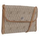 Christian Dior Honeycomb Shoulder Bag PVC Leather Beige Gold Tone Auth 202260-1