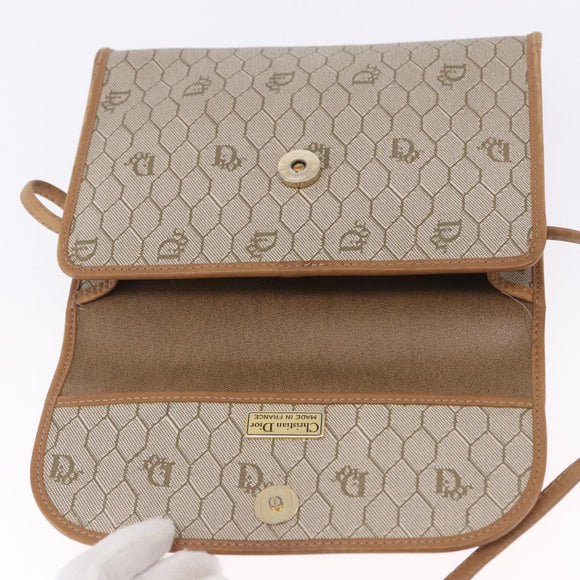 Christian Dior Honeycomb Shoulder Bag PVC Leather Beige Gold Tone Auth 202260