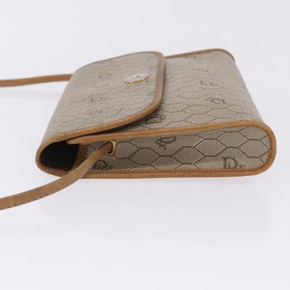 Christian Dior Honeycomb Shoulder Bag PVC Leather Beige Gold Tone Auth 202260