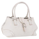 BURBERRY Hand Bag Leather White Silver Auth 202261-1