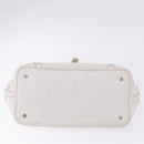BURBERRY Hand Bag Leather White Silver Auth 202261-6