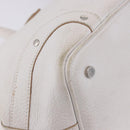 BURBERRY Hand Bag Leather White Silver Auth 202261-9