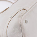 BURBERRY Hand Bag Leather White Silver Auth 202261-16