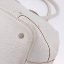BURBERRY Hand Bag Leather White Silver Auth 202261-17
